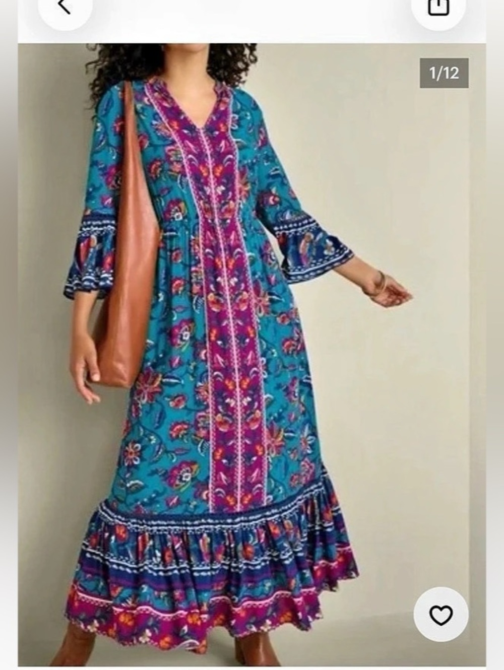 NWT Soft Surroundings Allene Maxi Dress Floral Blue & Pink Size 1X